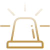 Icon of a flashing emergency siren light in beige color.
